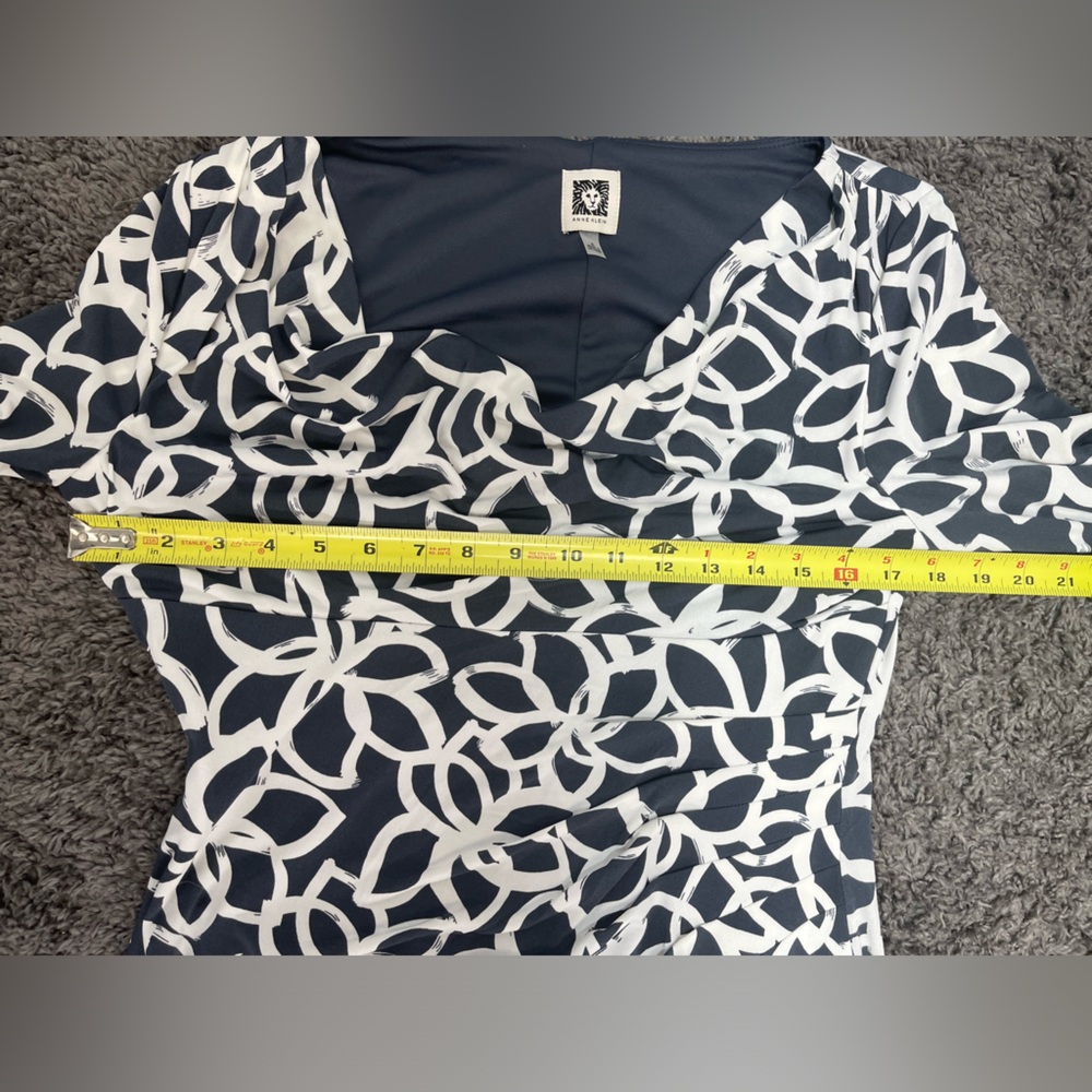 Anne Klein Elegant Slate and light cream floral Patterned Dress women’s size 8 - Picture 12 of 17